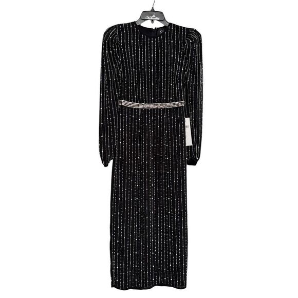 Cocktail by Mac Duggal Long Sleeve Puff Sleeve Beaded Mini Dress - Size 0 - NWT - Picture 5 of 6